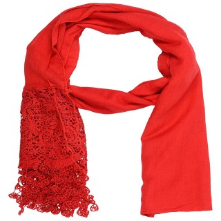 Designer Half Net Diamond Stole- Rose Red